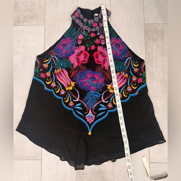 Johnny Was Jade Devi Halter Floral Blouse Black Size Medium - Picture 8 of 8